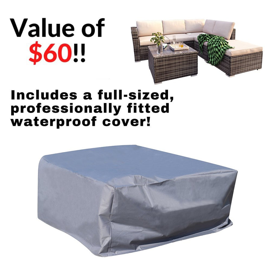 Patio Dining Sets Clearance, 4 Piece Patio Furniture Sets with Ottoman, Coffee Table, 2-Seater Sofas, Patio Sectional Sofa Set with Light Khaki Cushions for Backyard, Porch, Garden, Pool, LLL202