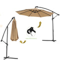 Outdoor Umbrella with Lights, 10FT Solar LED Offset Patio Umbrella, Hanging Cantilever Market Patio Umbrella with Crank, Cross Base, Backyard Offset Umbrella for Garden Pool Deck, L6085