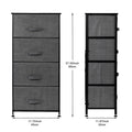 4-Drawer Dresser Organizer Tower, Tall Slim Storage Dresser Narrow Furniture Unit with Wood Top, 4 Drawer Removable Fabric Bins, Brown, SS2337