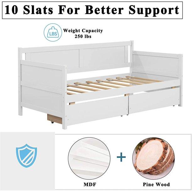 SEGMART Modern Daybed Bed with 2 Storage Drawers