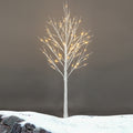4 Feet Pre-Lit Christmas Tree with Lights, Upgraded 48 LED Birch Christmas Tree Christmas Ornament for Festival, Wedding, Party, Indoor and Outdoor Home Decoration, White, LL124