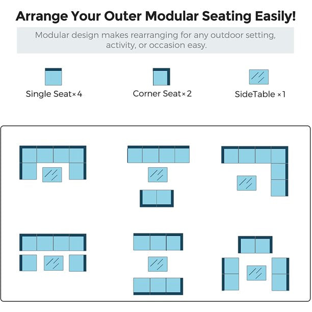 Clearance! 7 Piece Patio Furniture Set, 6 Rattan Wicker Chairs with Glass Dining Table, All-Weather Outdoor Conversation Set with Cushions for Backyard, Porch, Garden, Poolside, L4484