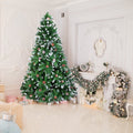 Christmas Trees Clearance, 7FT Flocked Christmas Tree with 1350 Tips, Pine Cones, Upgraded Artificial Snow Christmas Tree with Metal Stand, Indoor Christmas Decorations for Home, Festival, Party, L