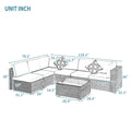 Clearance!Wicker Patio Sets, 7 Piece Patio Furniture Sofa Sets, 6 Rattan Wicker Chairs and Glass Table, All-Weather Patio Conversation Set with Cushions for Backyard, Porch, Garden, Poolside, L4481