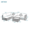 Clearance!Wicker Patio Sets, 7 Piece Patio Furniture Sofa Sets, 6 Rattan Wicker Chairs and Glass Table, All-Weather Patio Conversation Set with Cushions for Backyard, Porch, Garden, Poolside, L4481