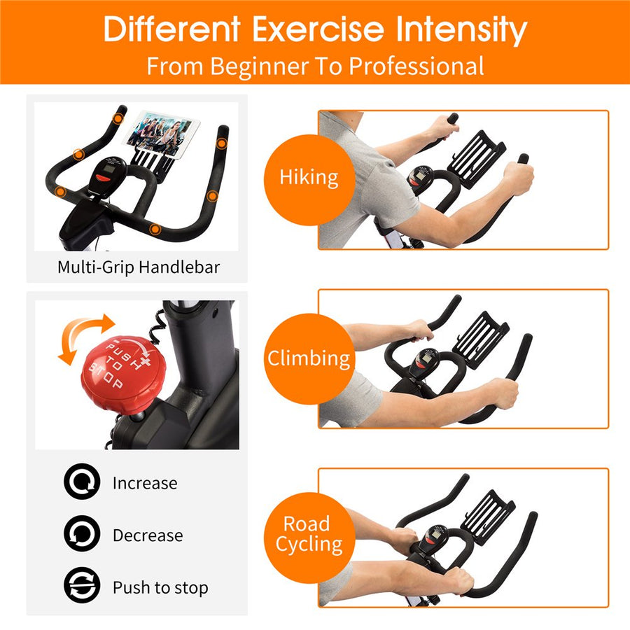 Clearance! Indoor Cycling Bike, Smooth Quiet Belt Drive Stationary Exercise Bike, Bike with LED Monitor/Adjustable Handlebar seat, for Home Cardio Gym Workout, I7864