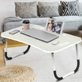 Fold Laptop Desk for Bed, Portable Laptop Bed Tray with Legs, Small Lazy Laptop Bed Tray with iPad Slots, White Laptop Table for Adults/Students/Kids, Eating Working Desk for Couch/Sofa/Floor, HJ1822