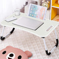 Fold Laptop Desk for Bed, Portable Laptop Bed Tray with Legs, Small Lazy Laptop Bed Tray with iPad Slots, White Laptop Table for Adults/Students/Kids, Eating Working Desk for Couch/Sofa/Floor, HJ1822