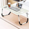 Fold Laptop Desk for Bed, Portable Laptop Bed Tray with Legs, Small Lazy Laptop Bed Tray with iPad Slots, White Laptop Table for Adults/Students/Kids, Eating Working Desk for Couch/Sofa/Floor, HJ1822