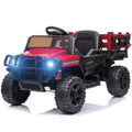 12V Kids Electric Ride On Car with Remote Control, LED Lights, Trailer, Shovel, Q01