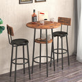 Counter Height Table Set of 3, Breakfast Bar Table and Stool Set, Minimalist Dining Table with Backrest Stools, Wood Top Pub Table & Chair Set for Kitchen Apartment Bistro