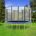 12FT Trampoline, Upgraded Outdoor Round Trampoline with Safety, Enclosure and Ladder, Outdoor Trampoline for Family School Entertainment, Heavy Duty Frame and Coiled Spring