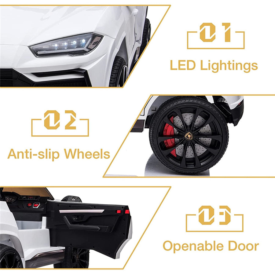 12 V Ride on Toys With Remote, SEGMART 12V Kids Electric Ride On Car for Boys Girls, Battery Powered Electric Vehicles with Remote Control, LED Lights, Music, Horn, Kids Gifts, White, LL617