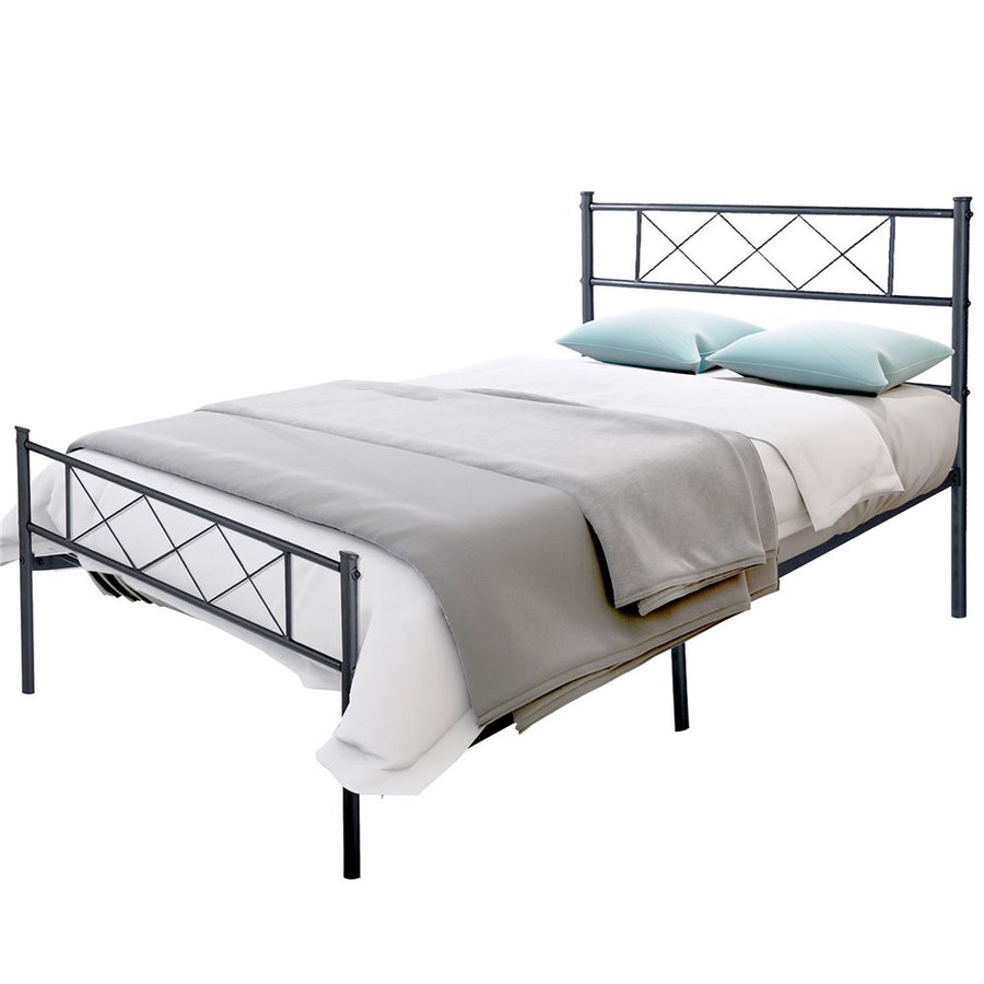 Bed Frame with Headboard, SEGMART Solid Twin Size Bed Frame for Adults Teens Kids, Metal Platform Bed Frame with Metal Slat Support, Twin Bed Frame No Box Spring Needed, 77.6"L x 41"W, Black, H2249