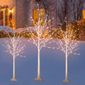 4/5/6 Feet Pre-Lit Christmas Tree with Lights, SEGMART 3 Piece LED Birch Christmas Tree, Lighted Tree and Branches Christmas Ornament for Festival, Wedding, Party, Indoor Outdoor Home Decoration, L378