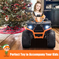 Electric Cars for Kids to Ride, Battery Powered 12V Ride on Toys with LED Lights, Orange ATV Quad Ride on Cars for Boys Girls 3-5 Years Old, 2 Speeds Ride on ATV with MP3 Player, USB Port, L216