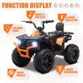 Electric Cars for Kids to Ride, Battery Powered 12V Ride on Toys with LED Lights, Orange ATV Quad Ride on Cars for Boys Girls 3-5 Years Old, 2 Speeds Ride on ATV with MP3 Player, USB Port, L216