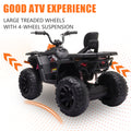 Electric Cars for Kids to Ride, Battery Powered 12V Ride on Toys with LED Lights, Orange ATV Quad Ride on Cars for Boys Girls 3-5 Years Old, 2 Speeds Ride on ATV with MP3 Player, USB Port, L216