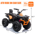 Electric Cars for Kids to Ride, Battery Powered 12V Ride on Toys with LED Lights, Orange ATV Quad Ride on Cars for Boys Girls 3-5 Years Old, 2 Speeds Ride on ATV with MP3 Player, USB Port, L216