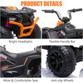 Electric Cars for Kids to Ride, Battery Powered 12V Ride on Toys with LED Lights, Orange ATV Quad Ride on Cars for Boys Girls 3-5 Years Old, 2 Speeds Ride on ATV with MP3 Player, USB Port, L216