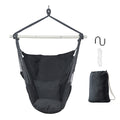 Macrame Hammock Chair Swing, Hanging Rope Swing for Patio, Porch, Bedroom, Backyard, Indoor or Tree, Hanging Rope Swing Seat with Detachable Metal Support Bar & 2 Cushions, Max. Weight 330 Lbs, B06