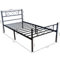 Bed Frame with Headboard, SEGMART Solid Twin Size Bed Frame for Adults Teens Kids, Metal Platform Bed Frame with Metal Slat Support, Twin Bed Frame No Box Spring Needed, 77.6"L x 41"W, Black, H2249