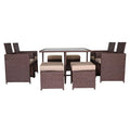 Patio Dining Sets Clearance, 9 Piece Patio Furniture Sets with 4 PE Wicker Chairs, 4 Ottomans, Glass Table, All-Weather Outdoor Patio Dining Conversation Set with Cushions for Backyard, Lawn, Garden
