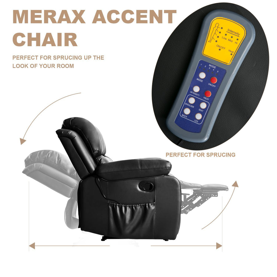 Oversized Recliner Chairs on Clearance, Massage Recliner Chair with Heat for elderly, High-Grade PU Leather Sofa Lounge Chair with 8 Vibration Points, Safety Ergonomic Recliner Sofa, L