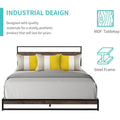 Queen Bed Frame with Headboard, SEGMART Metal Bed Frame with Wood Slat Support, Platform Bed Queen Size for Kids Adults Teens, Queen Bed Frame No Box Spring Needed, Mocha Wood, L