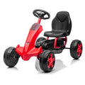 Red Go Kart, Powered Ride On Pedal Go Kart, Kids' Pedal Cars for Outdoor, Racer Pedal Car with Anti-slip Tires, Racer Bicycle with Adjustable Seat for Boys & Girls, L2530