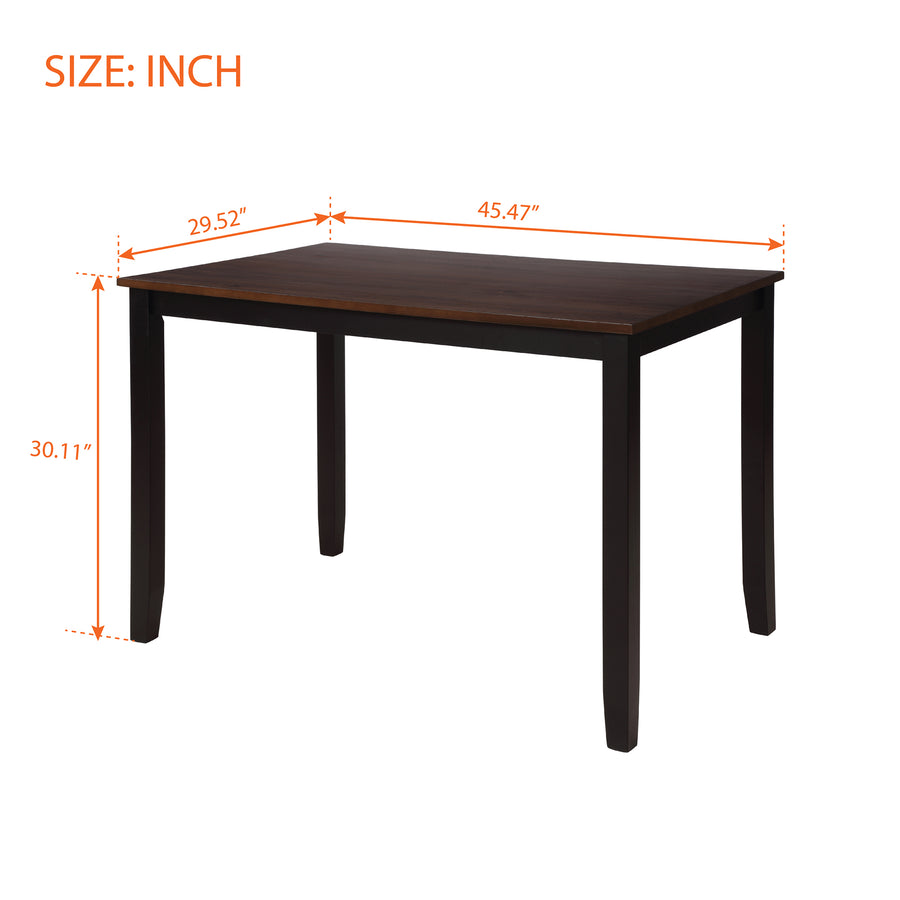 45.47'' x 29.52'' x 30'' Dining Table Sets, 5-Piece Solid Wood Rectangular Table with Thick Legs & Frame, Dining Table and Chairs for Dining Room, Living Room, Kitchen, Restaurant, Black, S8069
