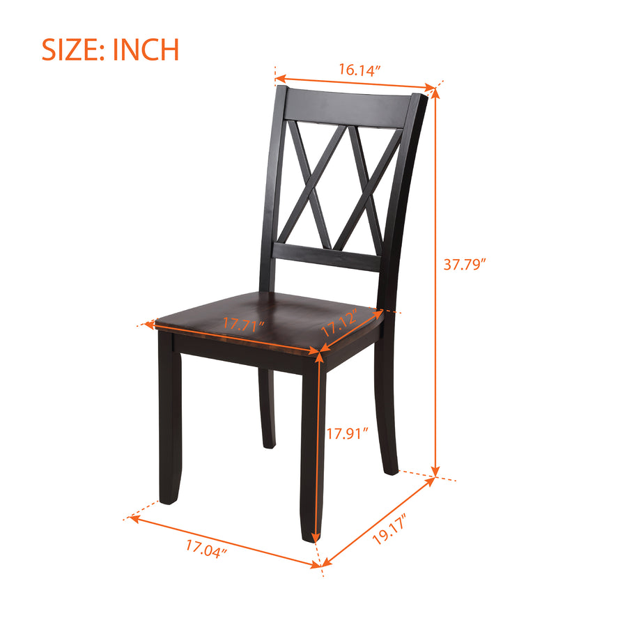 45.47'' x 29.52'' x 30'' Dining Table Sets, 5-Piece Solid Wood Rectangular Table with Thick Legs & Frame, Dining Table and Chairs for Dining Room, Living Room, Kitchen, Restaurant, Black, S8069