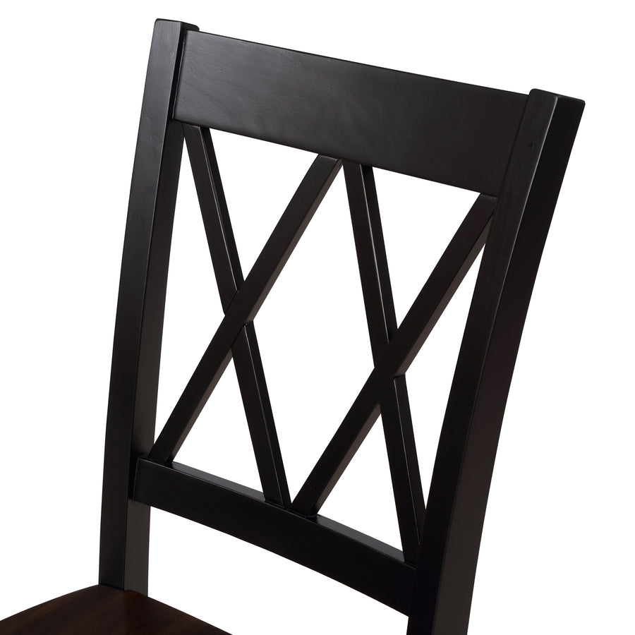 45.47'' x 29.52'' x 30'' Dining Table Sets, 5-Piece Solid Wood Rectangular Table with Thick Legs & Frame, Dining Table and Chairs for Dining Room, Living Room, Kitchen, Restaurant, Black, S8069