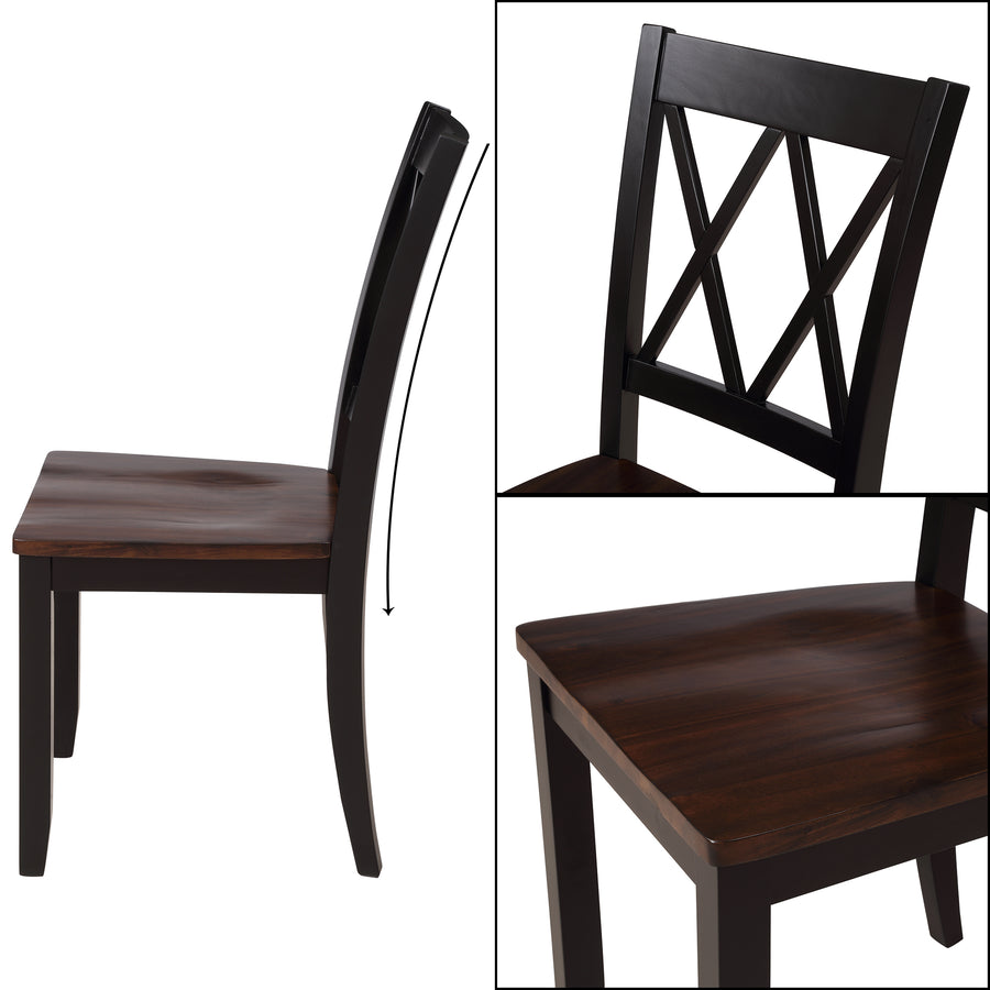 45.47'' x 29.52'' x 30'' Dining Table Sets, 5-Piece Solid Wood Rectangular Table with Thick Legs & Frame, Dining Table and Chairs for Dining Room, Living Room, Kitchen, Restaurant, Black, S8069