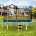 Outdoor 15' Round Trampoline, 2022 Upgraded Enclosed Fitness Trampoline with Safety Enclosure Net and Jumping Mat, Safety Spring Cover Padding & 6 Heavy Steel Legs for Indoor Park, S1555