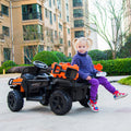 12V Kids Electric Ride On Car with Remote Control, LED Lights, Trailer, Shovel, Q01