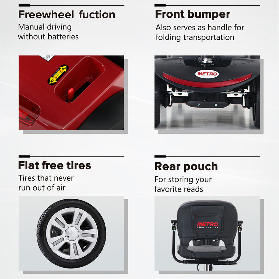 Segmart Mobility Scooters for Seniors, Heavy Duty Handicap Electric Scooters with 4 Wheel, Lightweight Compact Motorized Scooter with Headlights, Outdoor Power Scooter with Anti-Tip Wheels, Blue, SS113