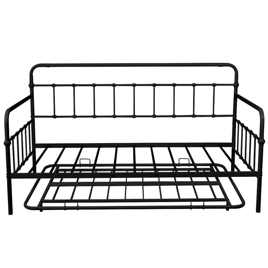 Segmart Twin Metal Trundle Bed Frame, with Metal Slat Support, Daybed for Adults Kids Teens, Bed Frame No Box Spring Needed, Black, H521