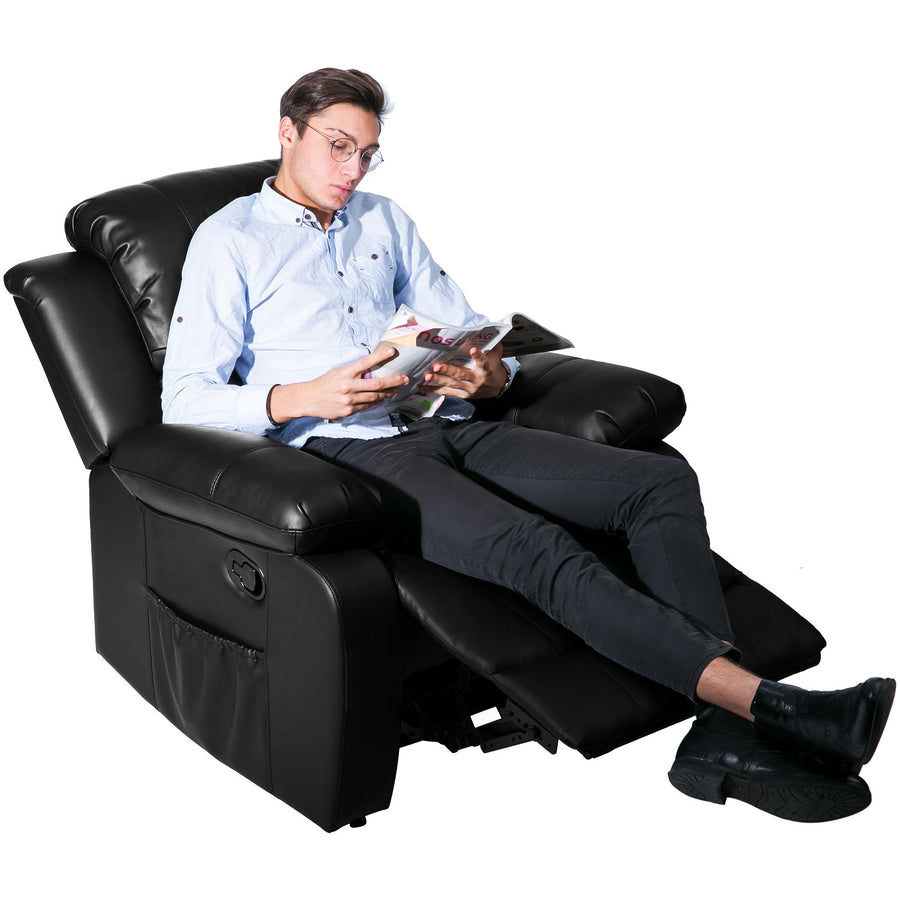 Oversized Recliner Chairs on Clearance, Massage Recliner Chair with Heat for elderly, High-Grade PU Leather Sofa Lounge Chair with 8 Vibration Points, Safety Ergonomic Recliner Sofa, L