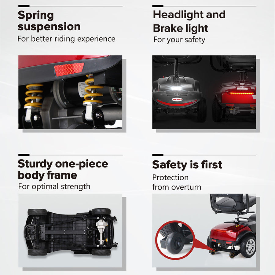 Segmart Mobility Scooters for Seniors, Heavy Duty Handicap Electric Scooters with 4 Wheel, Lightweight Compact Motorized Scooter with Headlights, Outdoor Power Scooter with Anti-Tip Wheels, Blue, SS113