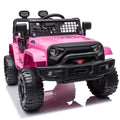 Battery Cars for Kids, 12 Volt Ride on Toys with Remote, Powered Ride on Cars for Girls Ages 3-5, Pink Electric Vehicle Ride on Truck, with LED Lights, Stickers, Seatbelt, Foot Pedal, FM, L5338