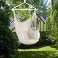 Hammock Chair Swing, SEGMART Hanging Rope Swing for Patio, Porch, Bedroom, Backyard, Indoor or Tree, Hanging Rope Swing Seat with Detachable Metal Support Bar & 2 Cushions, Max. Weight 330 lbs, B03
