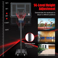 SEGMART Basketball Hoop for Adults Teens Kids, 4.9-10ft Adjustable Basketball Goal with Wheels, Weather-resistant 43 Inch Basketball Backboard, Basketball Rim for Gym Basketball Court Backyard