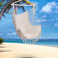 Macrame Hanging Hammock Chair, 330 Lbs Weight Capacity, 2 Seat Cushions Included, Hammock Hanging Chair Swing for Any Indoor or Outdoor Spaces, Quality Cotton Weave for Superior Comfort, B07