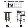 3 PCS Outdoor Patio Furniture Set, All-Weather Patio Dining Sets, PE Rattan Bar Height Table & Stool, Outdoor Bar Set with Cushion, High Bistro Set Dining Table Set, for Pool Patio Yard Balcony, K3937