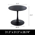 31.5" Round Tulip Table in Black, Mid-Century Modern Dining Table with Round Top and Pedestal Base, Conference Pedestal Desk, Leisure Coffee Table, Seat for 2-4, Max Loading 220lbs, K2038