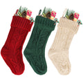 Segmart 3 Pack 18" Christmas Stockings Large Hanging Knit Xmas Stockings Decoration, Burgundy Emerald Ivory White Berry Fireplace Hanging Stockings for Family Holiday Christmas Décor