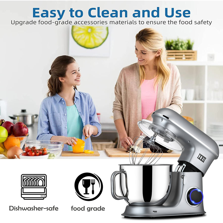 SEGMART 3 in 1 Stand Mixer, 7.4QT 6-Speed Tilt-Head Electric Mixer with Dishwasher Safe Dough Hook, Flat Beater, Wire Whip & Spatula for Most Home Cooks, Multifunction Standing Mixer - 660W, K142