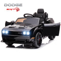 Electric Kids Toys, 12V Licensed Dodge Challenger SRT Ride on Car, 12V Battery Powered Vehicles w/ Remote Control, Safety Belt, Bluetooth, MP3 Player, Headlight, Motorized Truck for Boys Girls