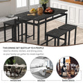 Counter Height Table Set of 5, Breakfast Bar Table and Stool Set, Minimalist Dining Table with Backless Stools, Wood Top Pub Table & Chair Set for Kitchen Apartment Bistro - Space Saving